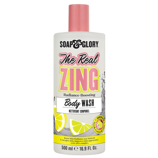 Soap & Glory Real Zing bottle pour for a refreshing morning cleanse.