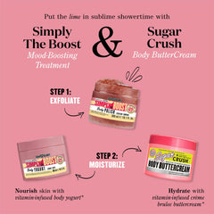 Fragrance notes of Soap & Glory Simply The Boost Scrub lifting mood in shower