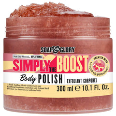 Close-up of Soap & Glory scrub grains for gentle exfoliation