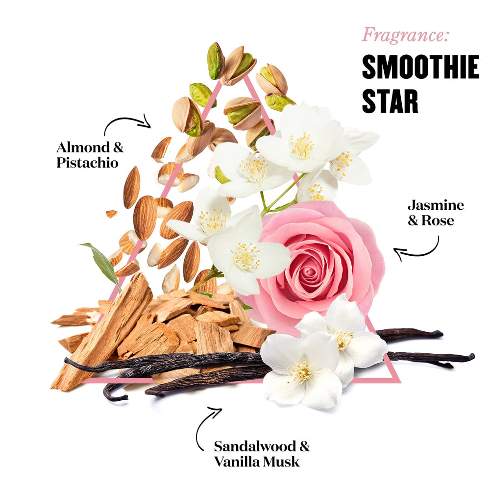 Soap & Glory Smoothie Star almond vanilla scent evokes spa-like mood.