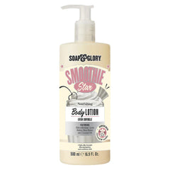 Soap & Glory Smoothie Star bottle for silky, non-greasy hydration.