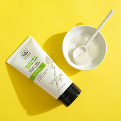 Soapbox bamboo oil texture close-up emphasizes nourishing, non-greasy feel.