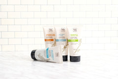 Soapbox bathroom display shows refreshing skincare ritual.