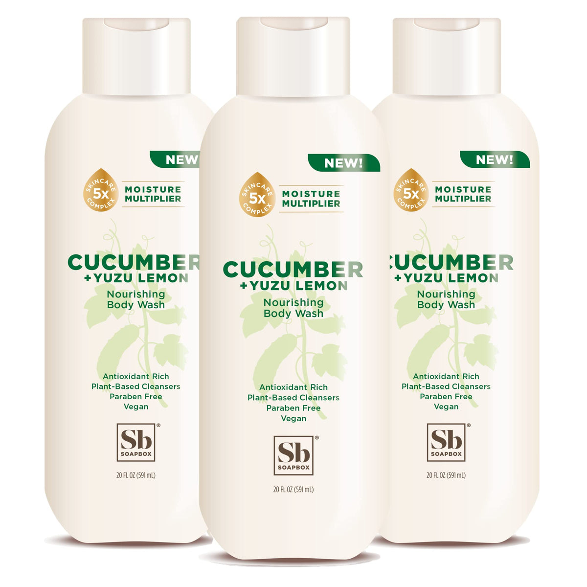 Soapbox cucumber-yuzu-lemon body wash bottle-front highlights hydration for dry skin