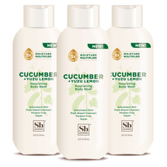 Soapbox cucumber-yuzu-lemon body wash bottle-front highlights hydration for dry skin