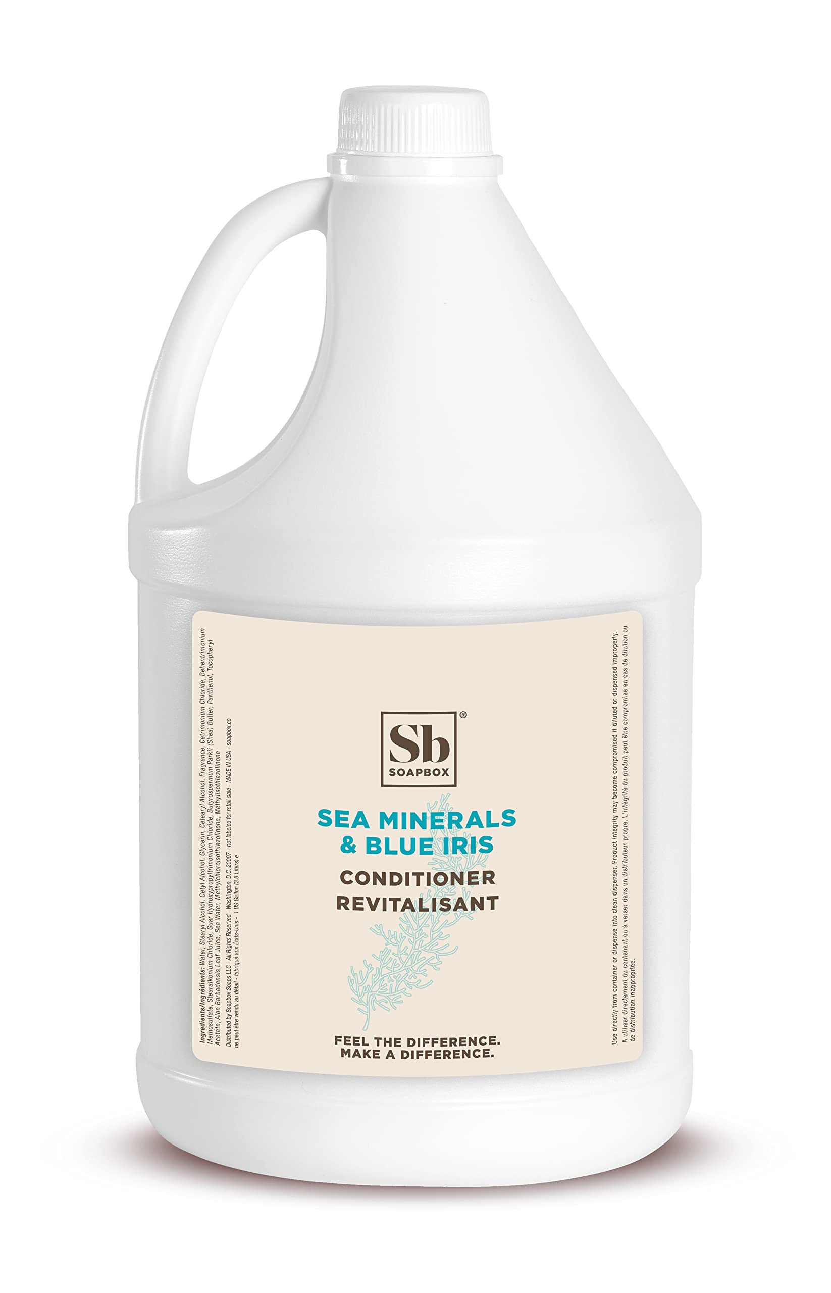 Soapbox Hair Conditioner sea minerals and blue iris gallon pour for bulk refills.
