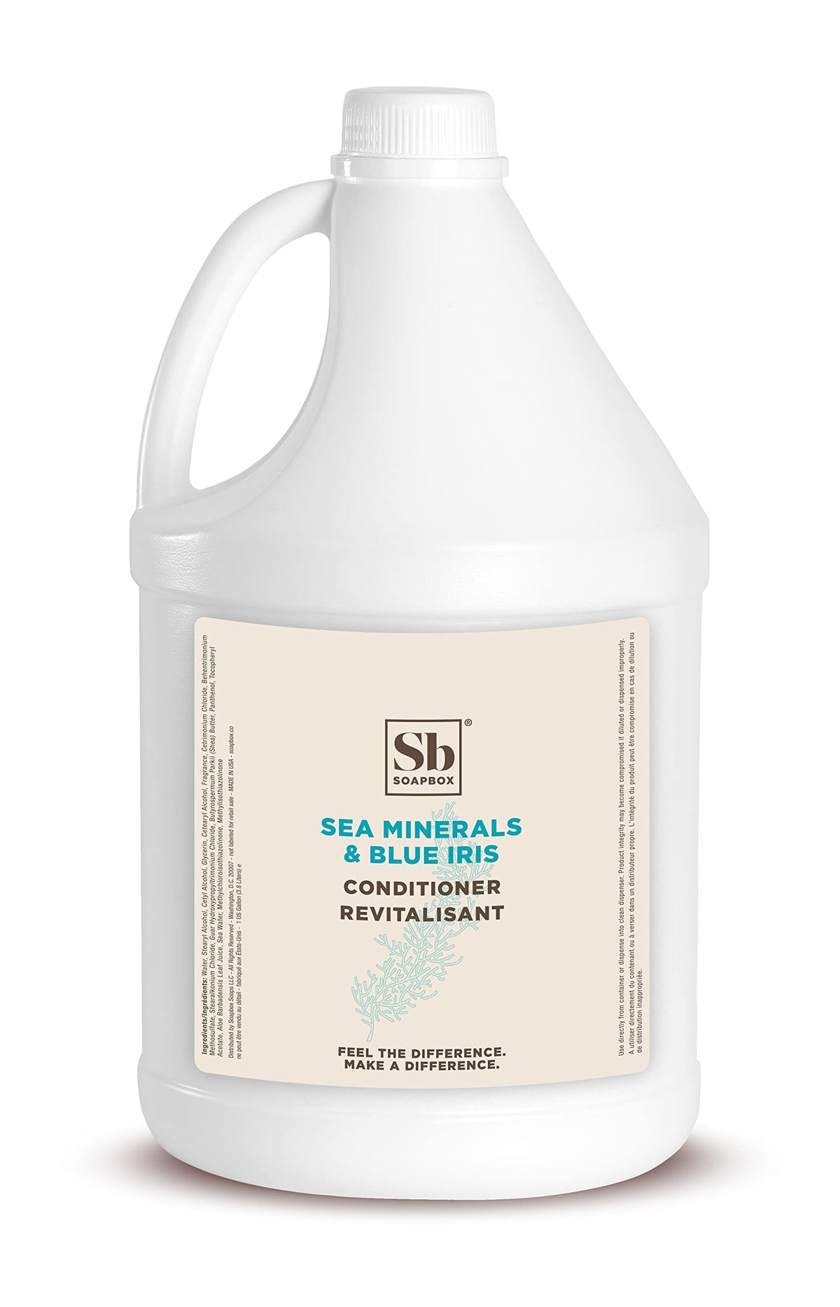 Soapbox Hair Conditioner sea minerals and blue iris gallon pour for bulk refills.