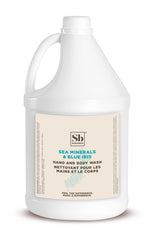 Soapbox liquid hand soap with sea minerals and blue iris in a gallon pour for easy refills.