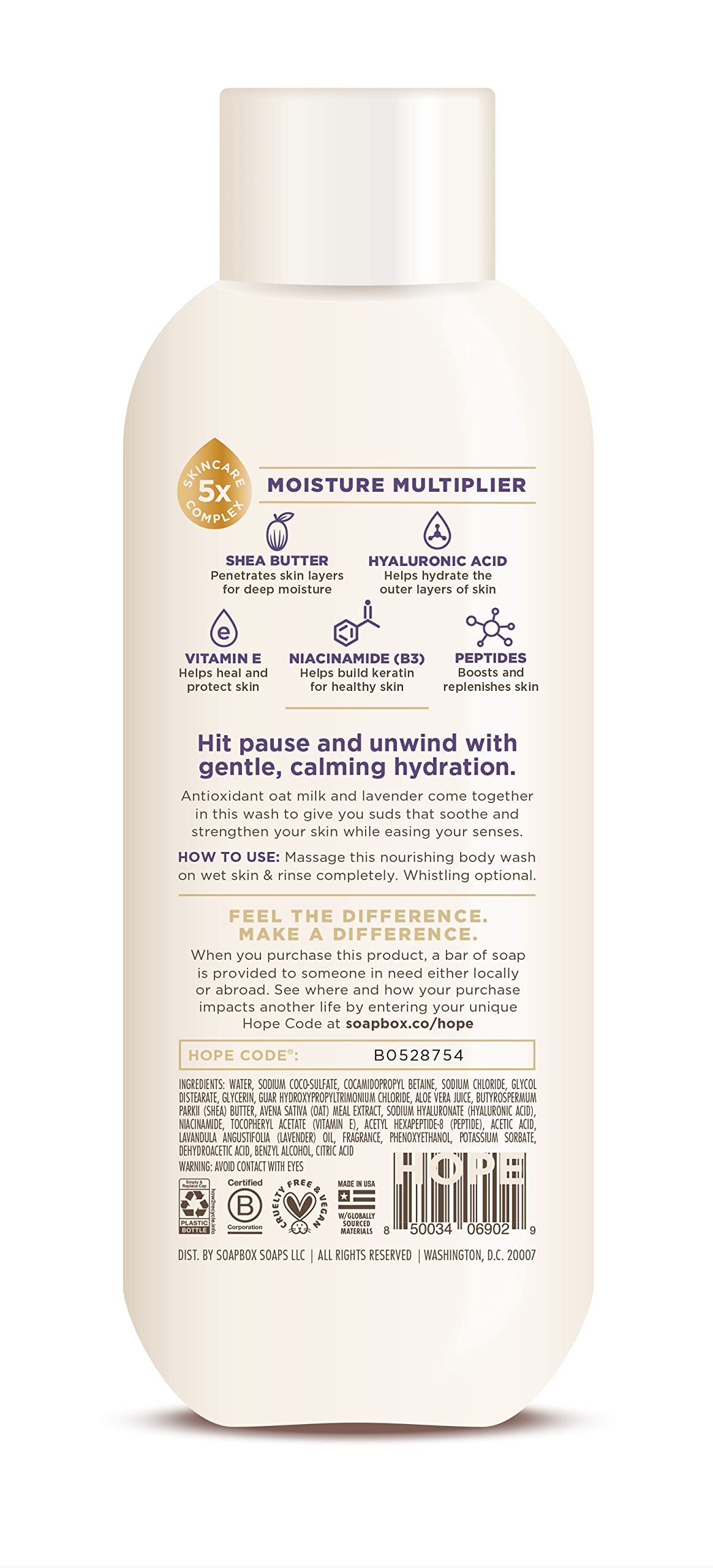 Soapbox Oat Milk Lavender cream texture suggesting smooth skin results