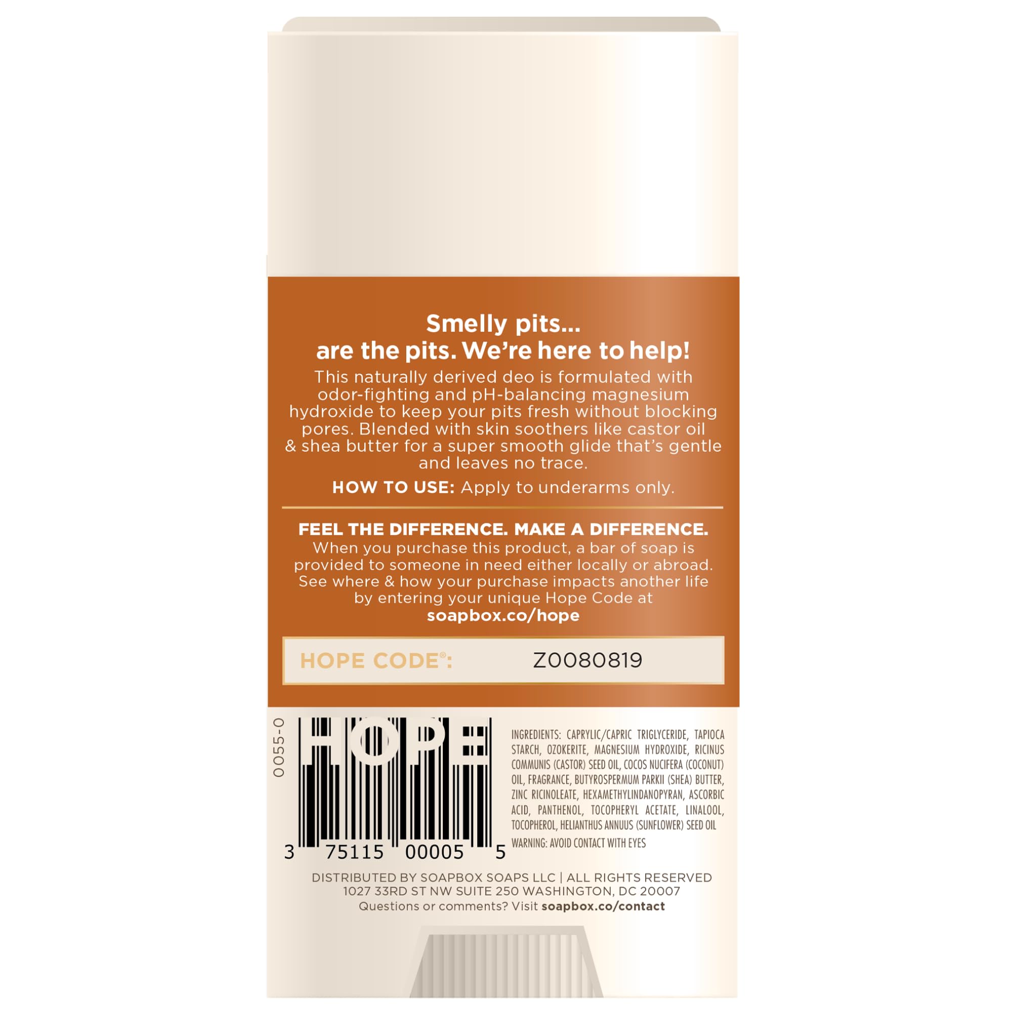 Soapbox odor control with magnesium hydroxide for up to 48 hours