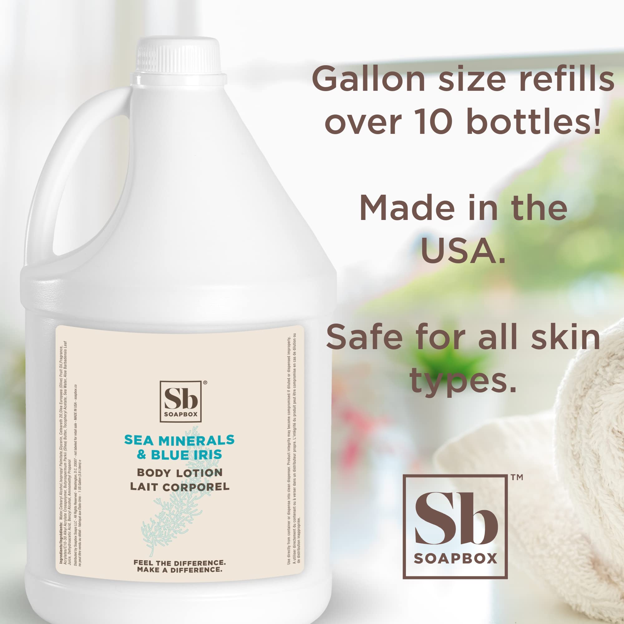 Soapbox Sea Minerals Blue Iris lotion gallon refill for bulk home use