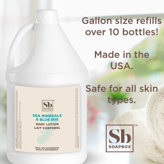 Soapbox Sea Minerals Blue Iris lotion gallon refill for bulk home use