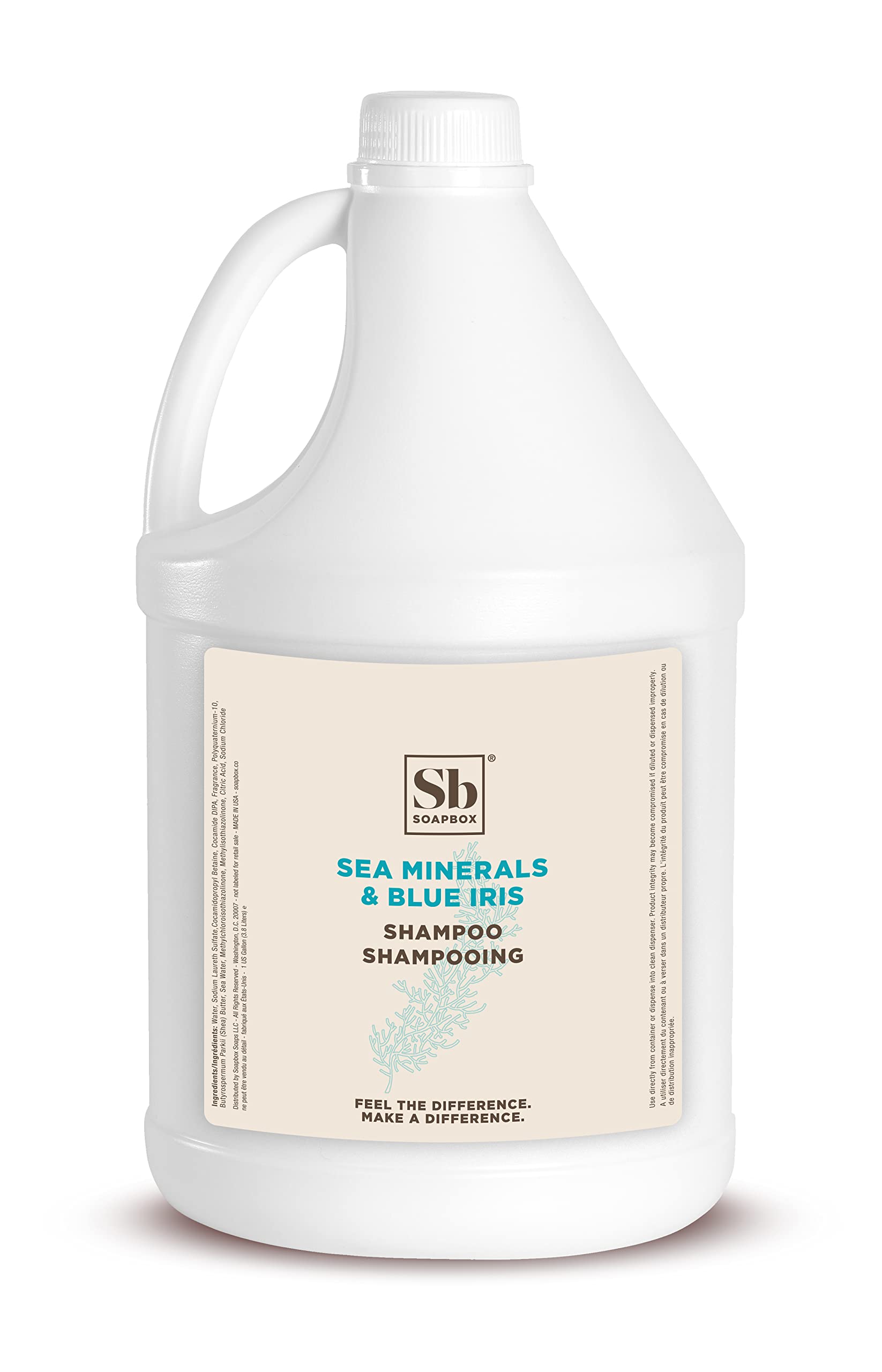 Soapbox Sea Minerals & Blue Iris shampoo bottle with ocean-inspired scent for daily cleansing