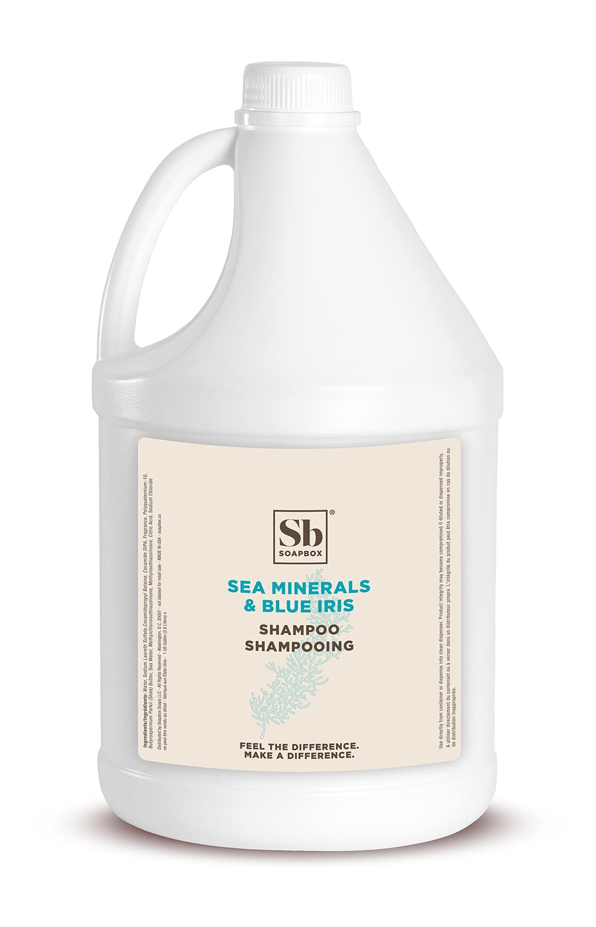 Soapbox Sea Minerals & Blue Iris shampoo bottle with ocean-inspired scent for daily cleansing