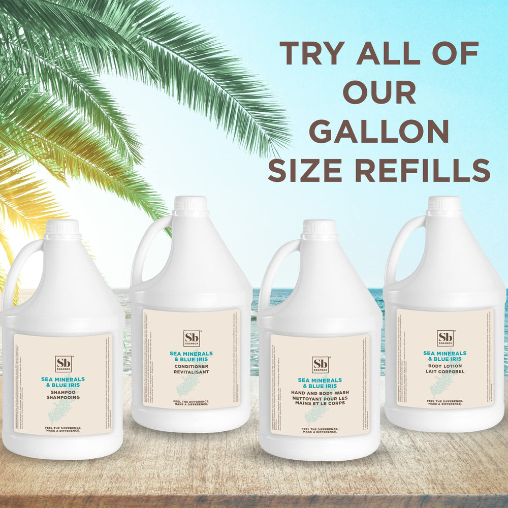 Gallon refill container from Soapbox ready for home or salon use