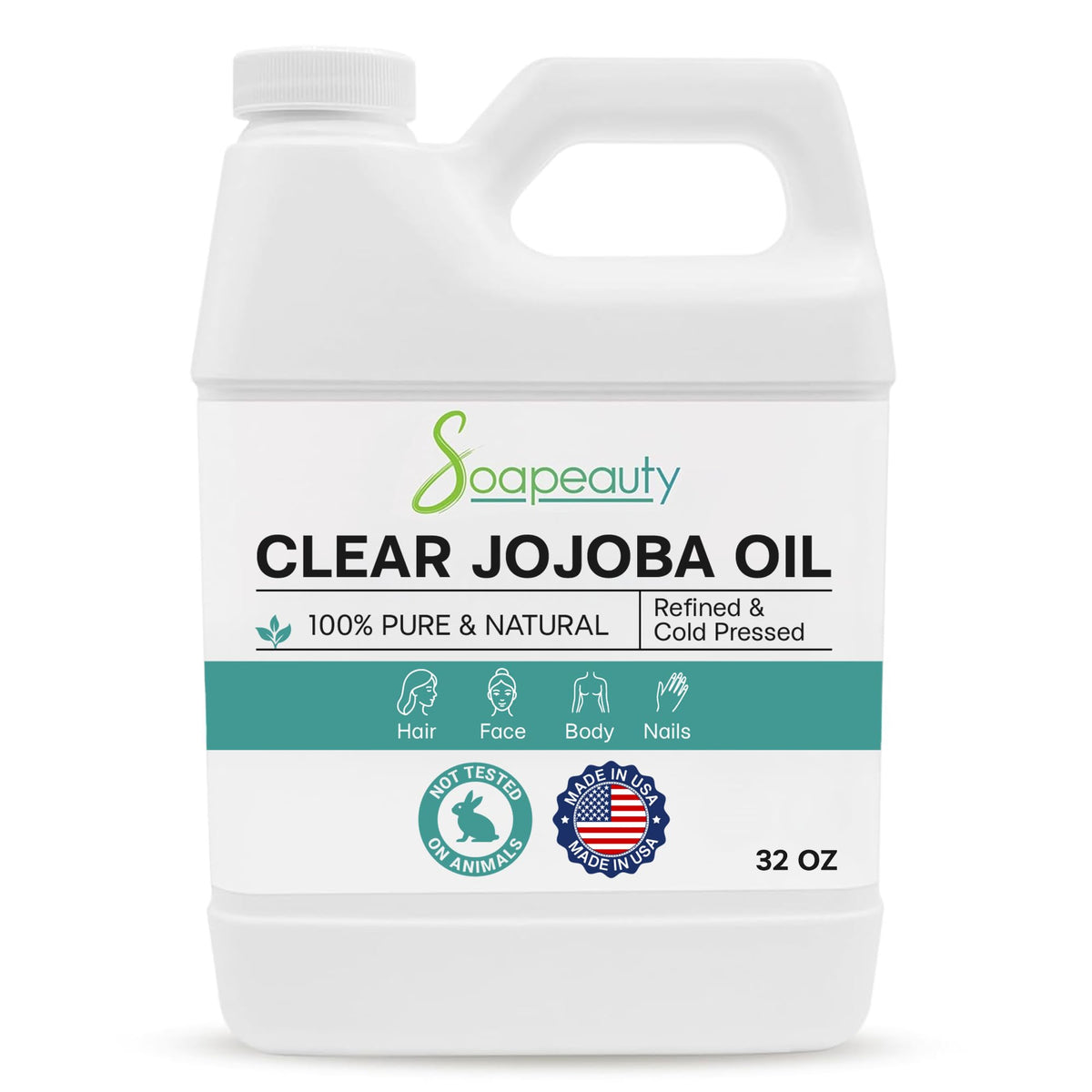 Soapeauty Clear Jojoba Oil bottle with pour spout for easy skin moisturizing