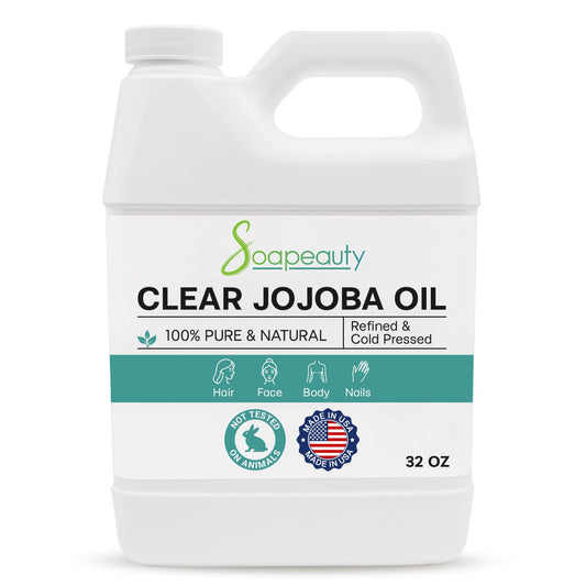 Soapeauty Clear Jojoba Oil bottle with pour spout for easy skin moisturizing