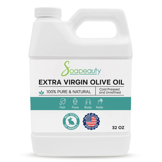 Soapeauty Extra Virgin Olive Oil bottle pour for smooth skin hydration.