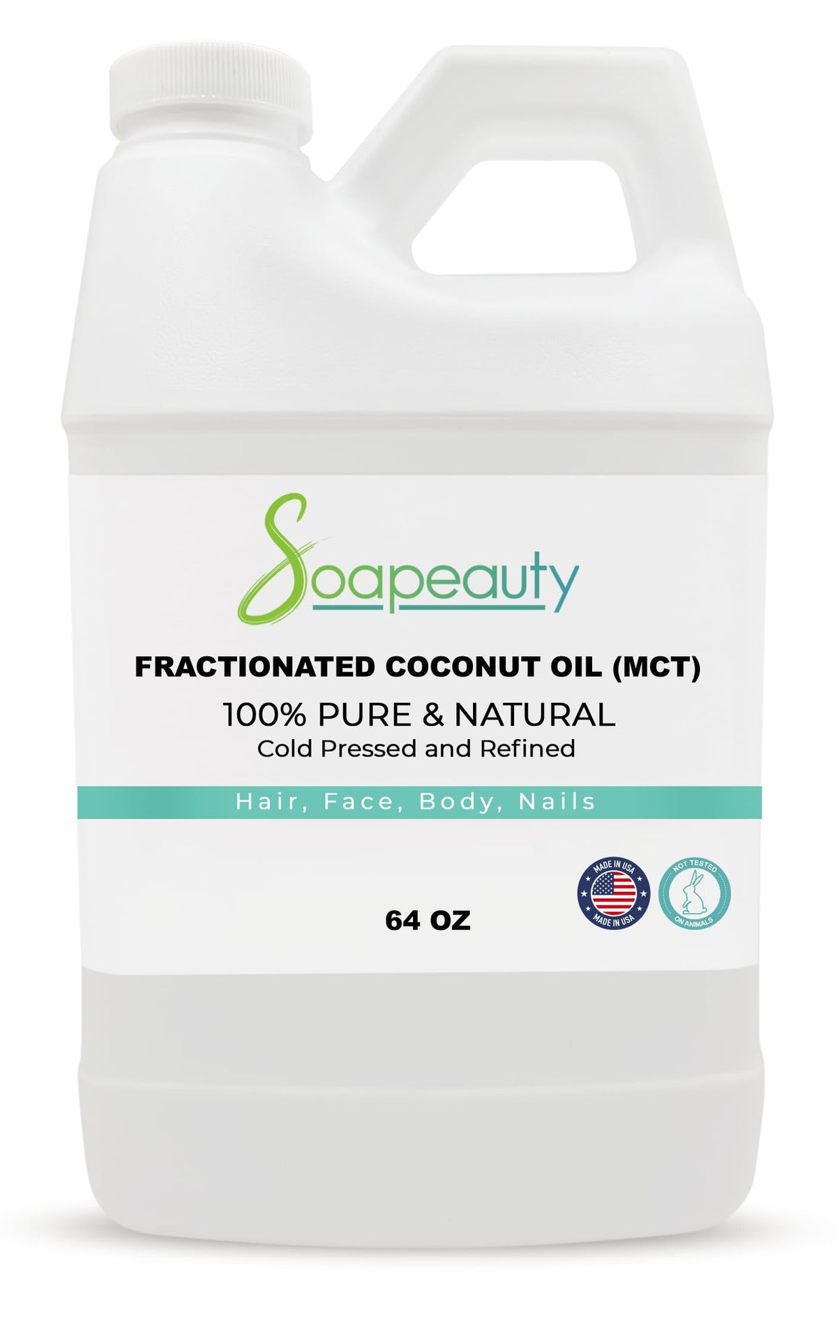 Soapeauty fractionated coconut oil bottle pour for easy skin care and hydration.