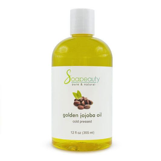 Soapeauty Golden Jojoba Oil bottle front view, pure and natural.