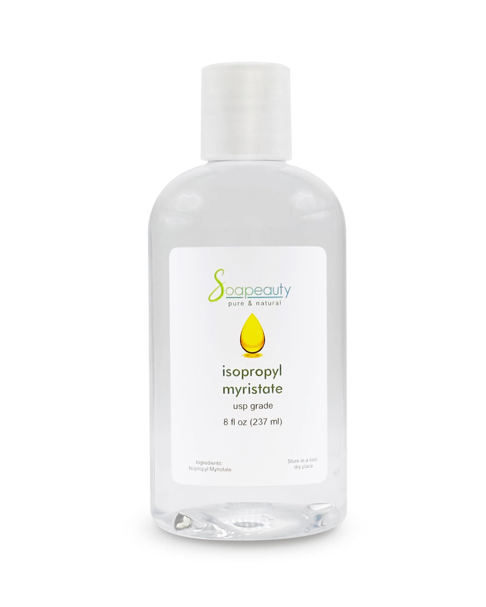 Soapeauty Isopropyl Myristate bottle 8oz showing silky texture for cosmetics