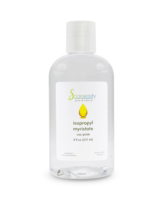 Soapeauty Isopropyl Myristate bottle 8oz showing silky texture for cosmetics