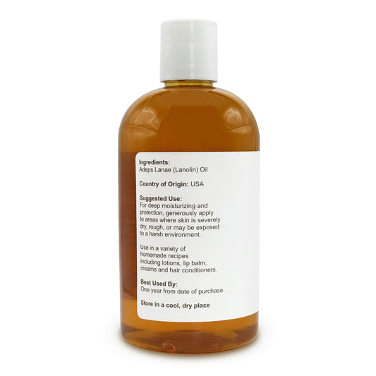 Soapeauty Lanolin Oil label detail highlighting 100% pure natural formula