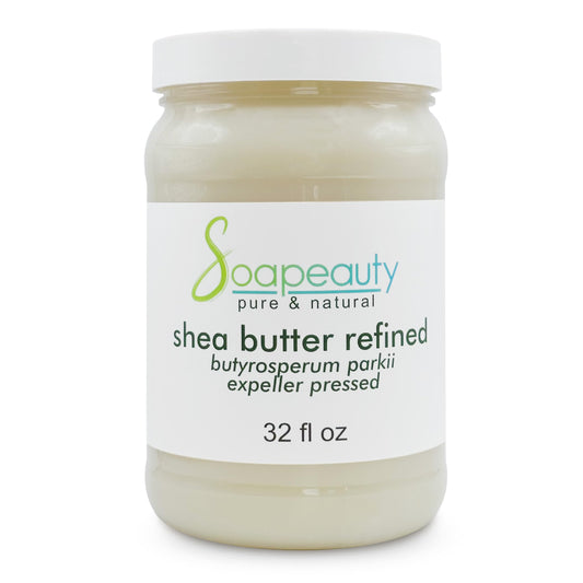 Soapeauty 32oz jar of refined shea butter for deep skin hydration.