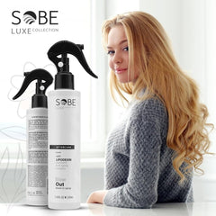 SOBE LUXE COLLECTION faster blowout time image suggests an efficient styling routine.