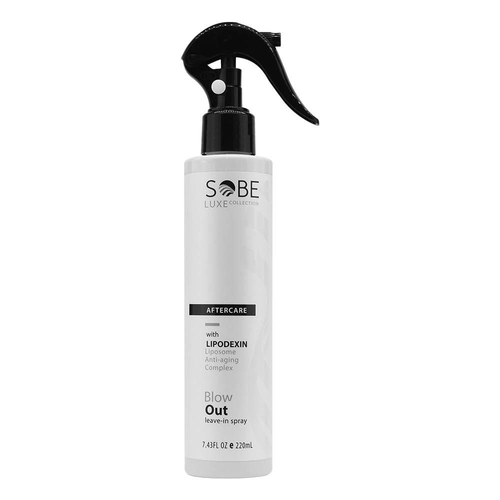 SOBE LUXE COLLECTION heat protectant bottle showing premium heat protection for all hair types.