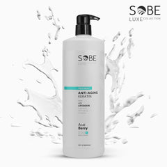 SOBE LUXE frizz-elimination close-up highlights lasting shine.