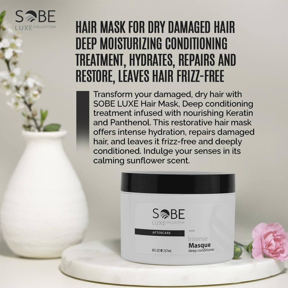 SOBE LUXE Hair Mask being applied for smooth, manageable strands