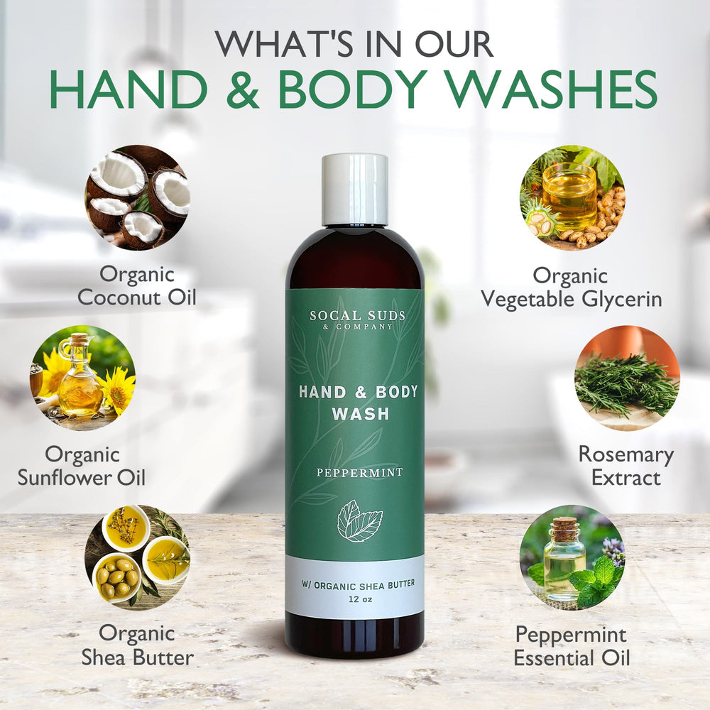 SoCal Suds Organic ingredients close-up highlights nourishing oils for balanced skin