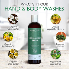 SoCal Suds Organic ingredients close-up highlights nourishing oils for balanced skin