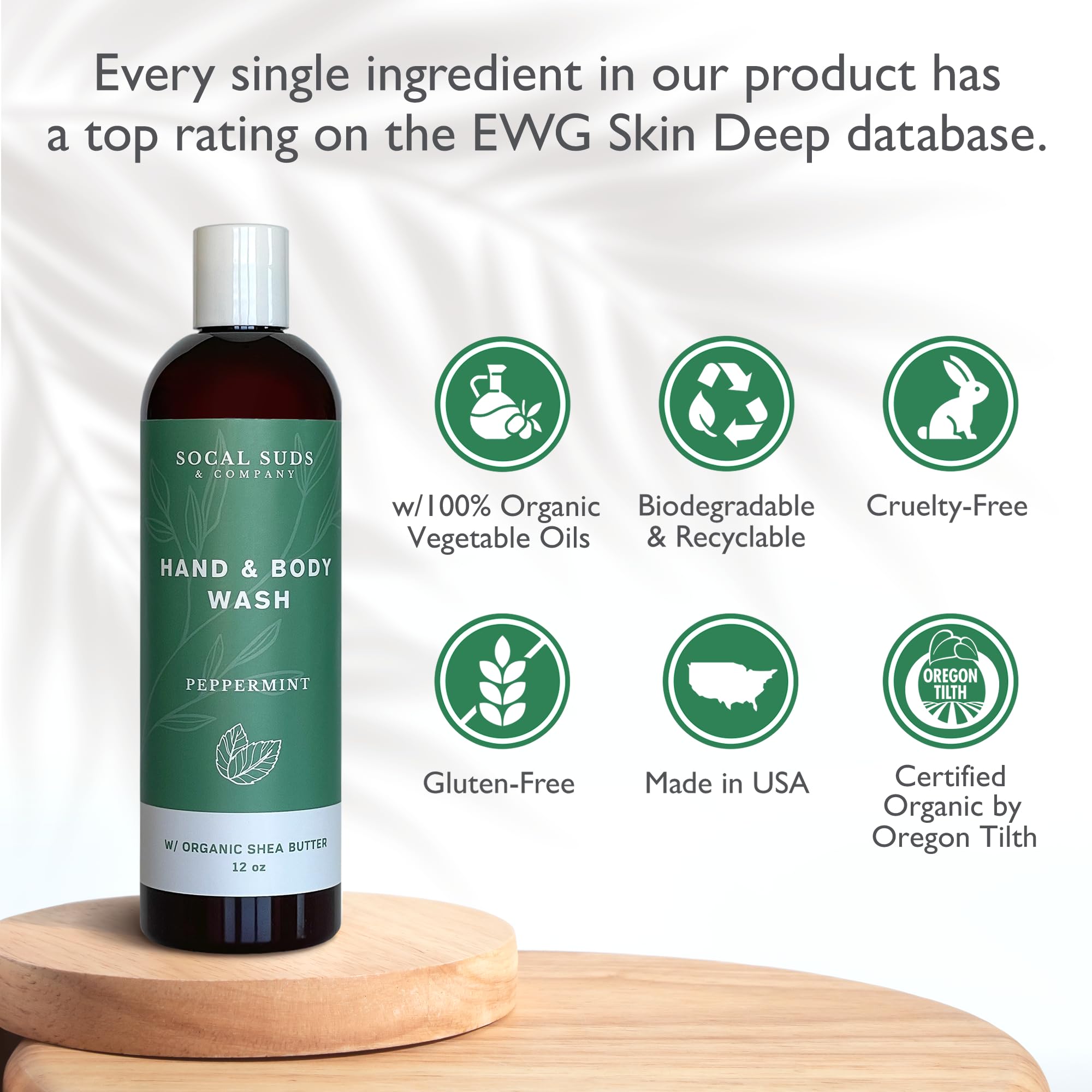 SoCal Suds Peppermint Castile foam lather provides refreshing daily cleansing