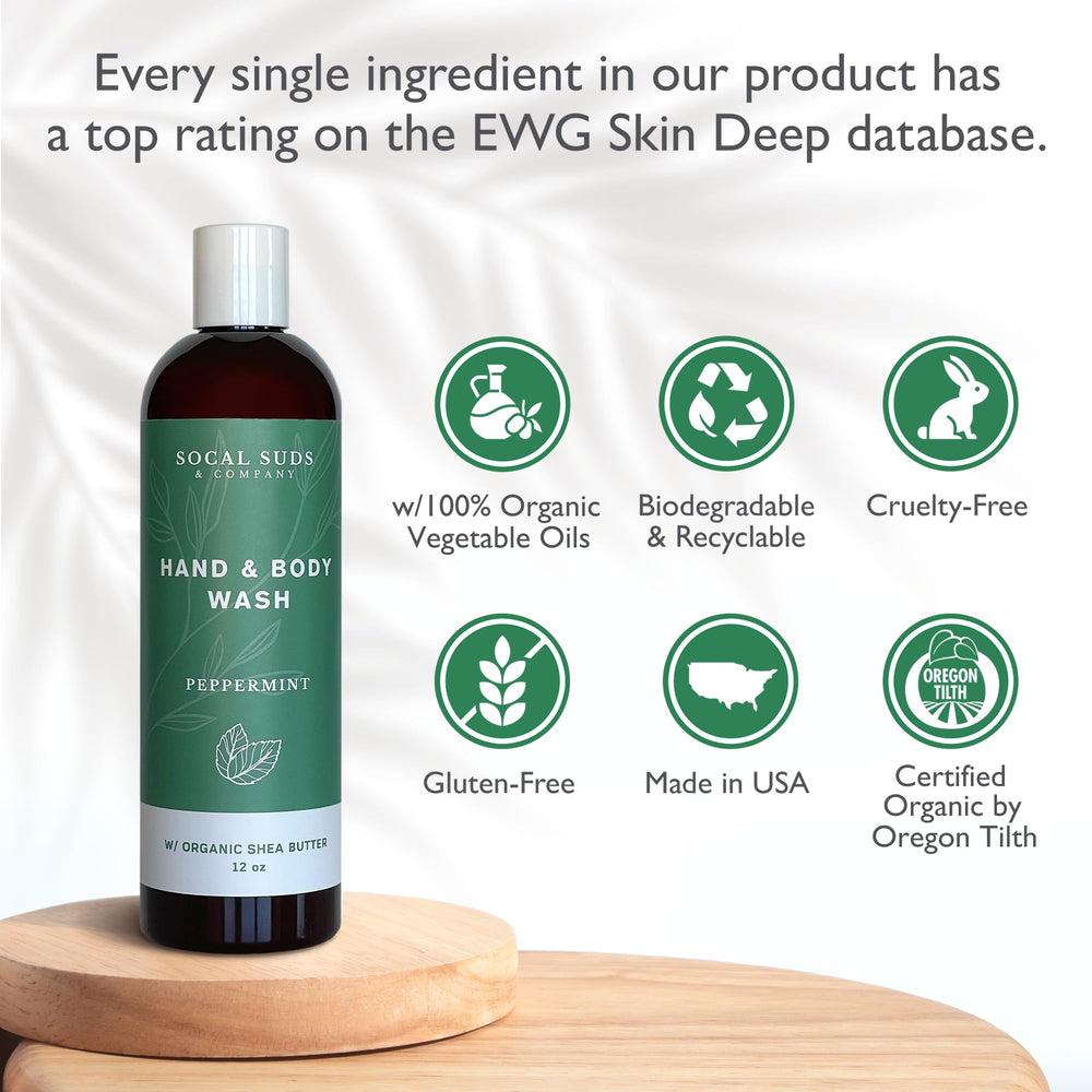SoCal Suds Peppermint Castile foam lather provides refreshing daily cleansing
