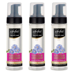 SOF N' FREE Curling Mousse bottle showing flaxseed for defined curls