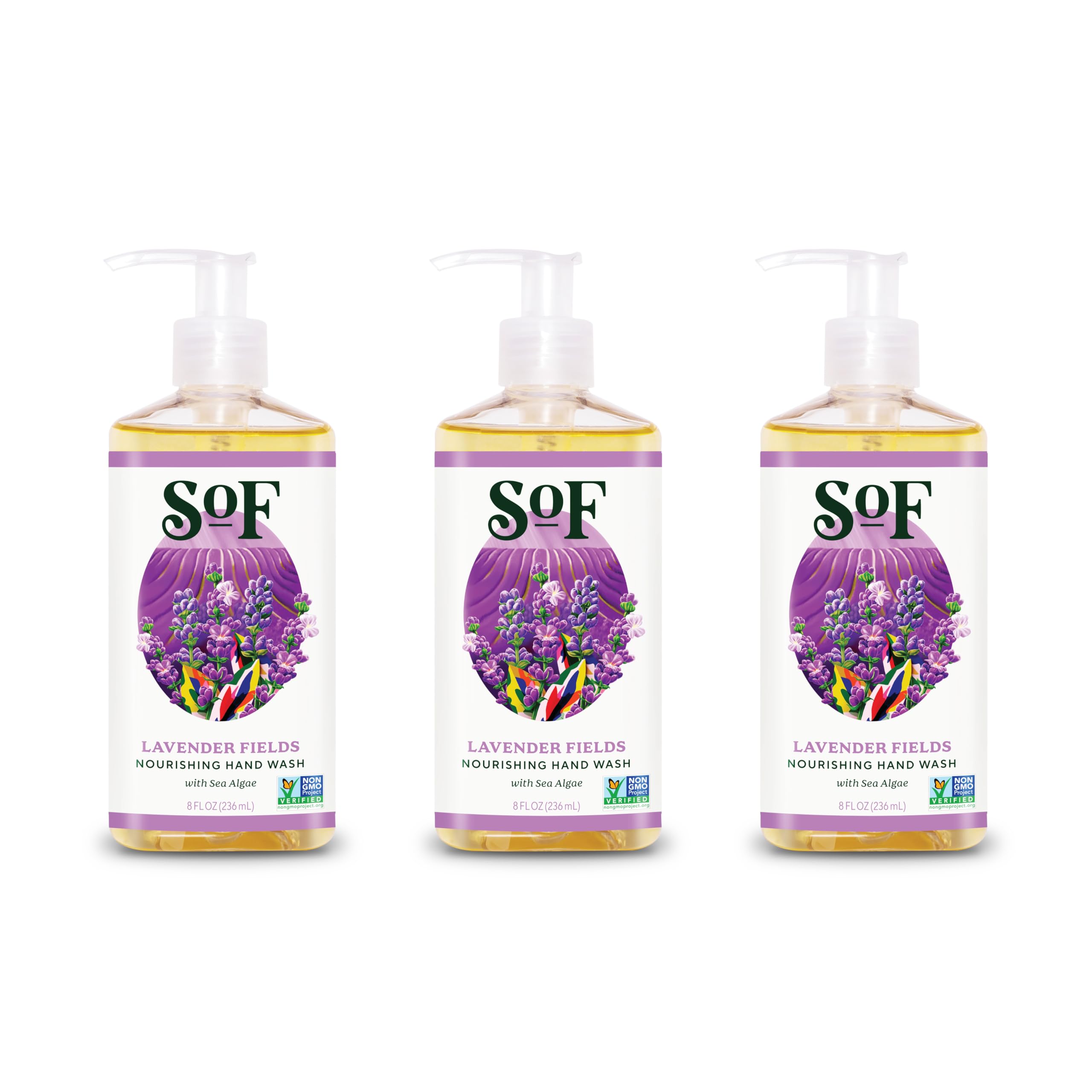 SoF Nourishing Hand Wash bottle with Lavender Fields fragrance for gentle cleansing