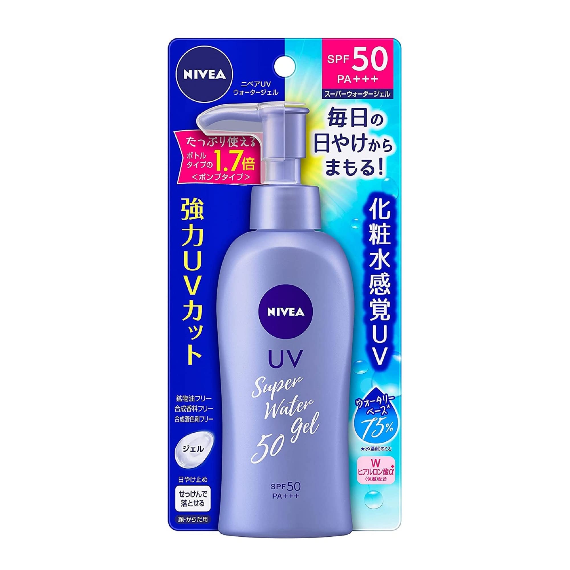 SOFIA BY ODE NIVEA Sun Water Gel squeeze bottle label shows SPF 50 PA+++ for daily sun protection.