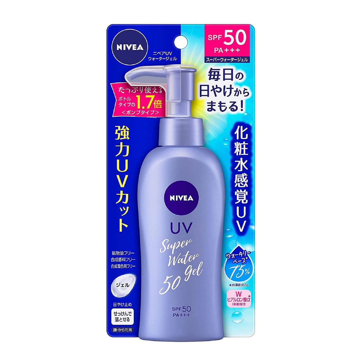 SOFIA BY ODE NIVEA Sun Water Gel squeeze bottle label shows SPF 50 PA+++ for daily sun protection.