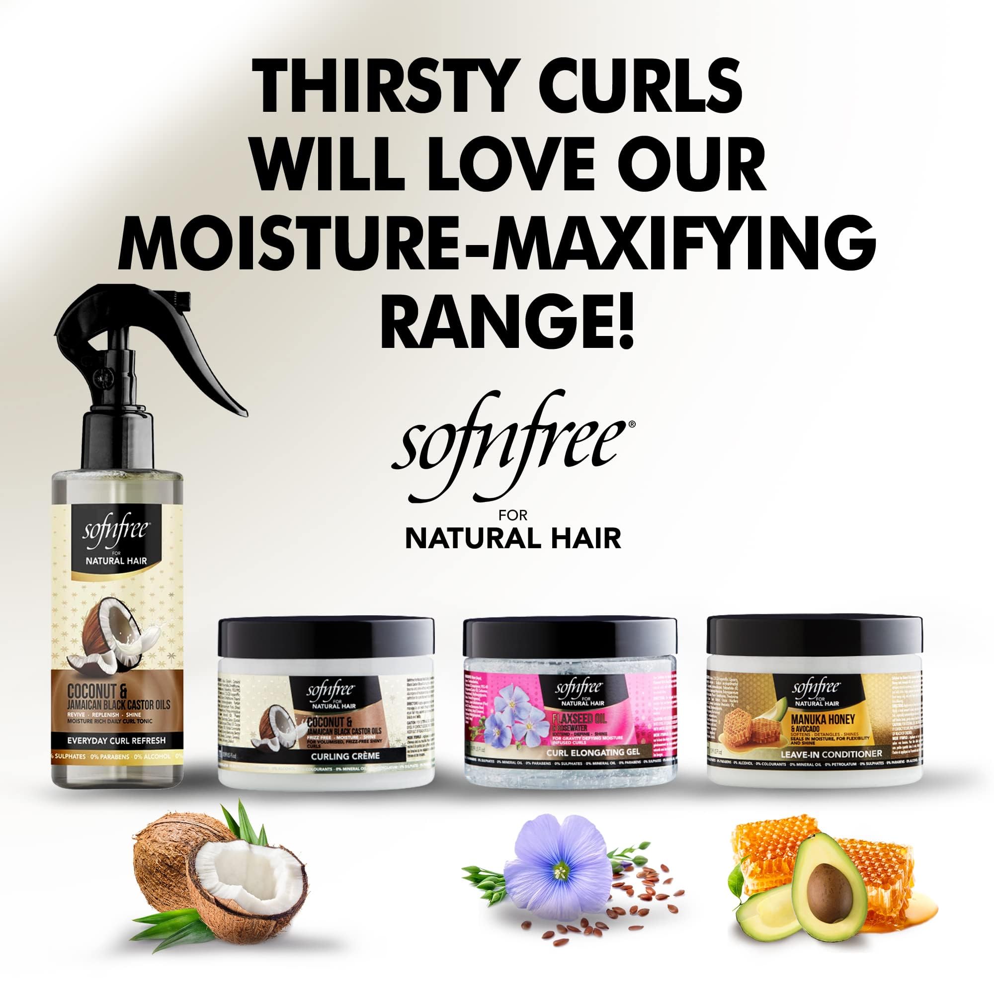 SOFNFREE soft shiny curls after use with easy daily refreshment.