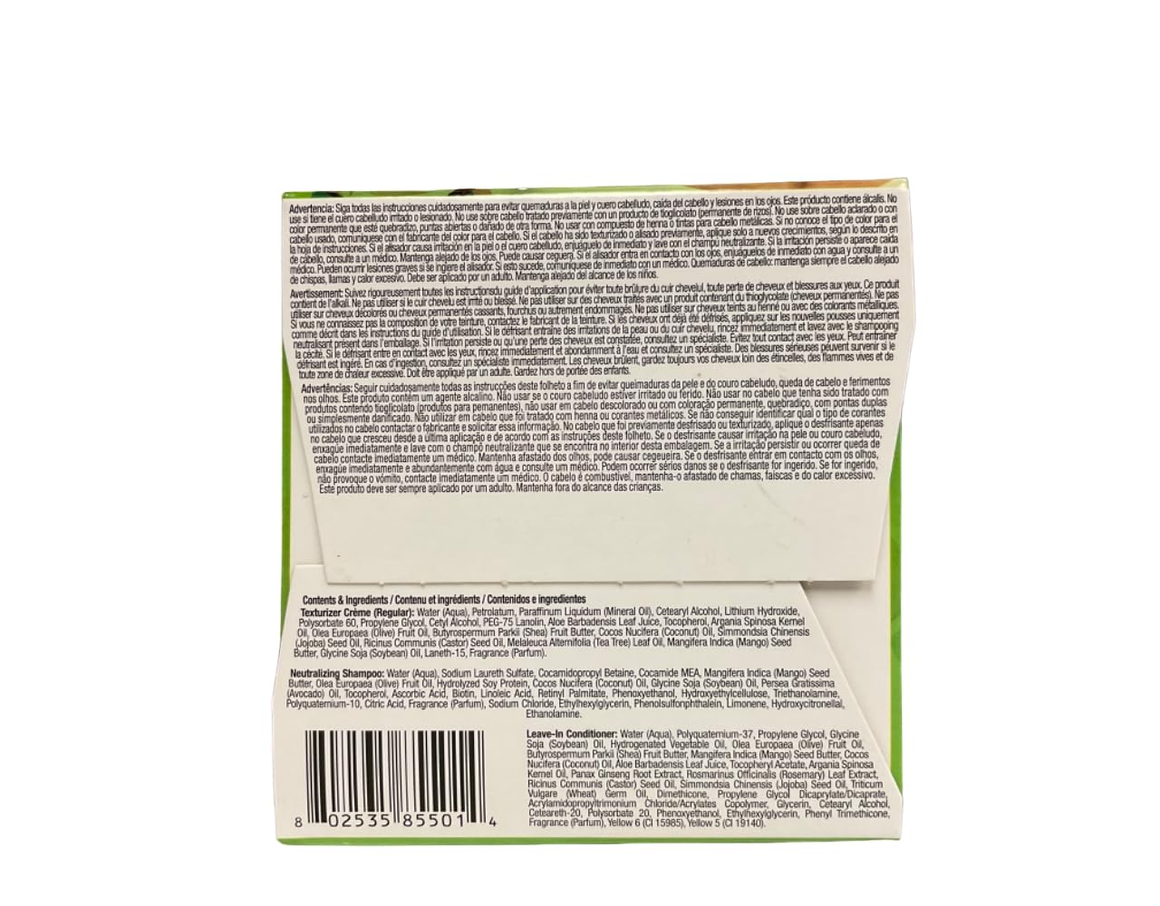 Soft & Beautiful Botanicals Texturizer ingredients: aloe, chamomile, ginseng for nourishment