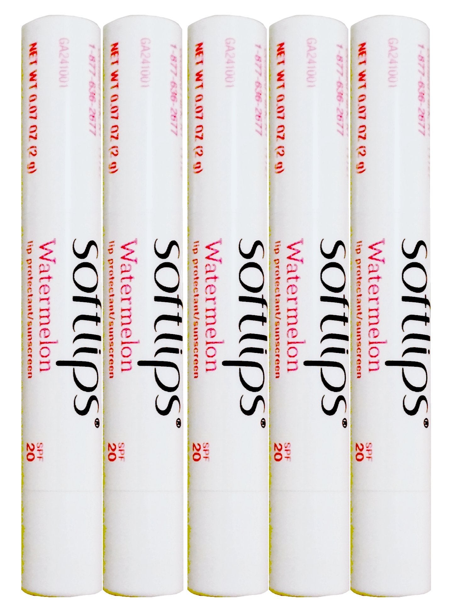SoftLips Watermelon flavored lip balm stick with SPF 20 protection and hydration