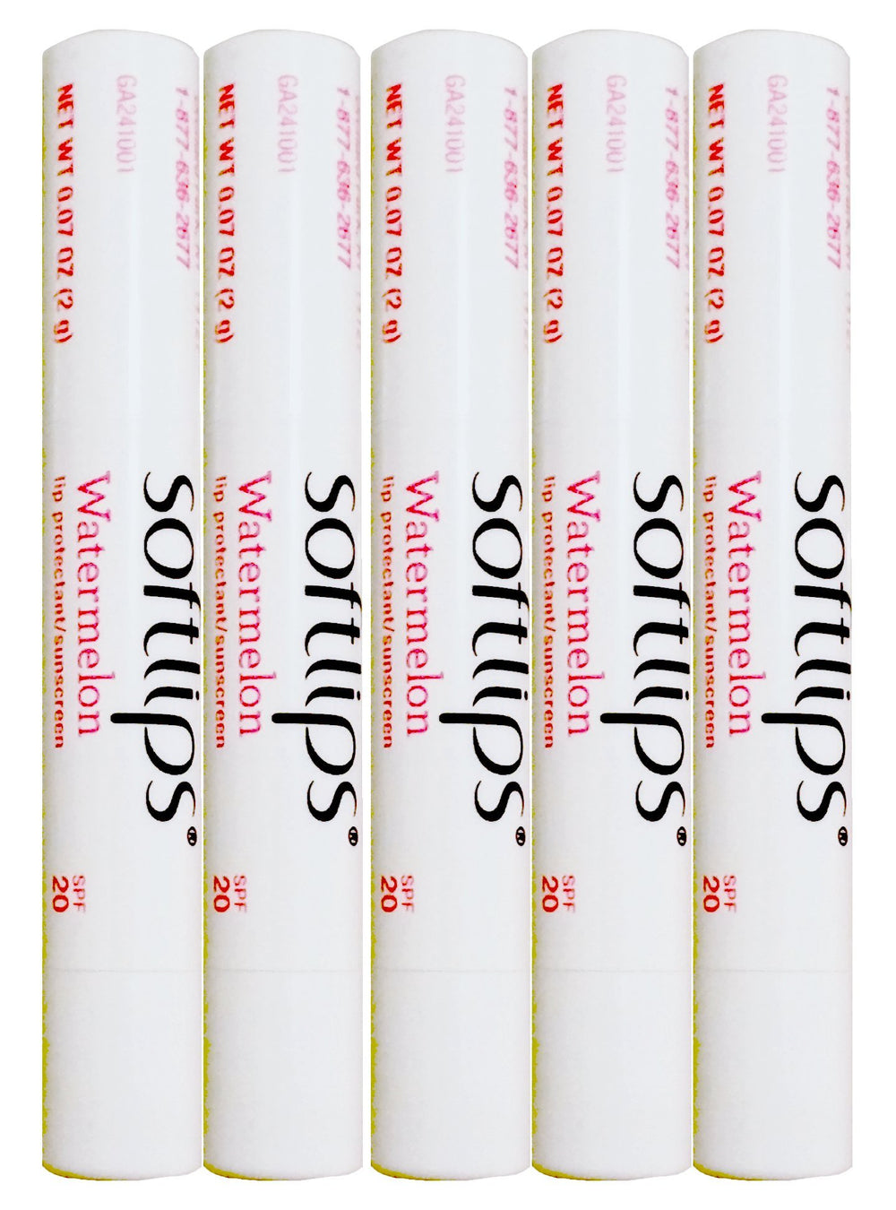 SoftLips Watermelon flavored lip balm stick with SPF 20 protection and hydration