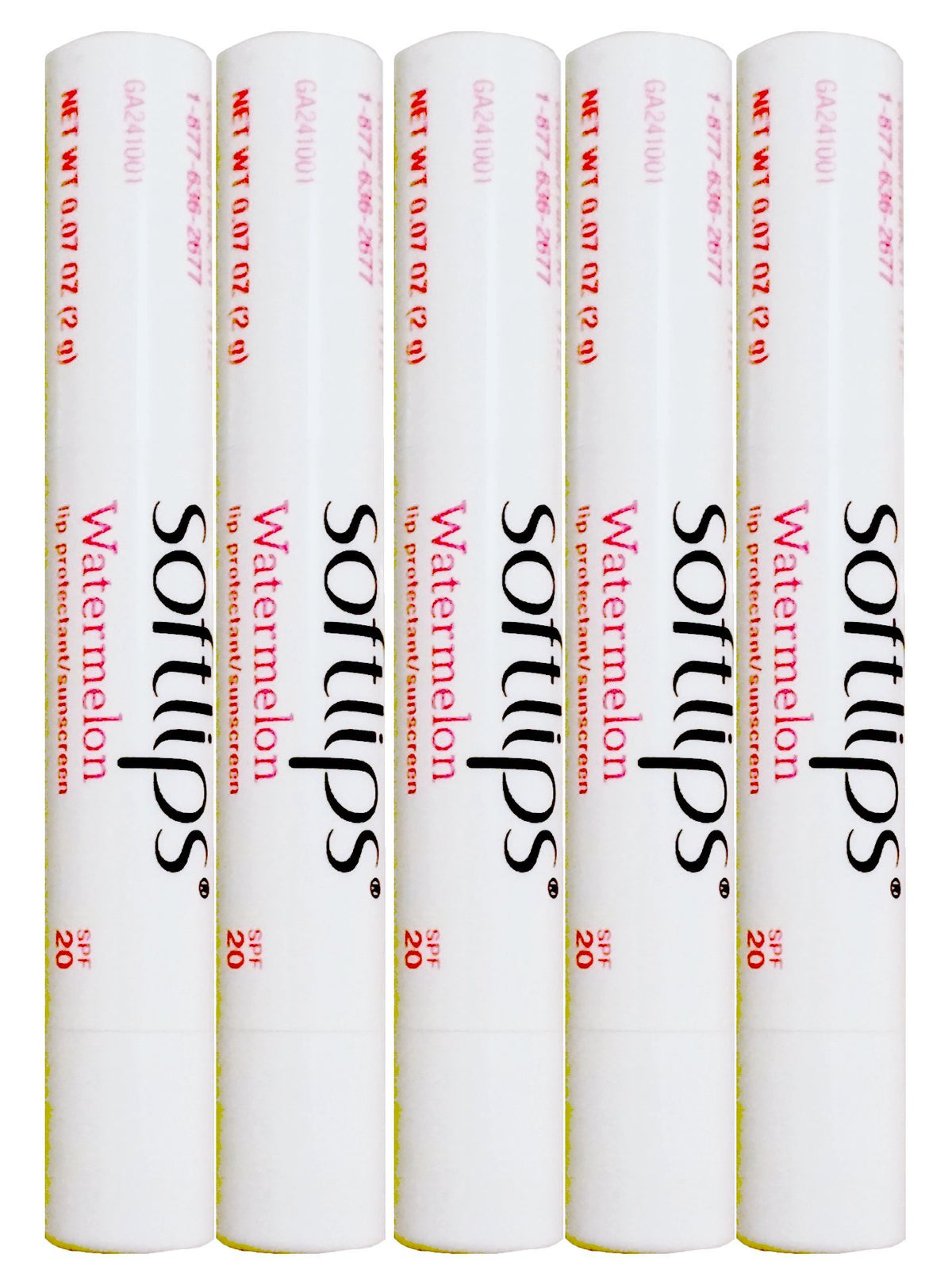 SoftLips Watermelon flavored lip balm stick with SPF 20 protection and hydration