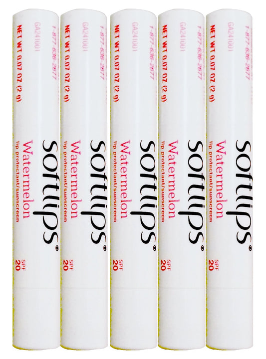 SoftLips Watermelon flavored lip balm stick with SPF 20 protection and hydration