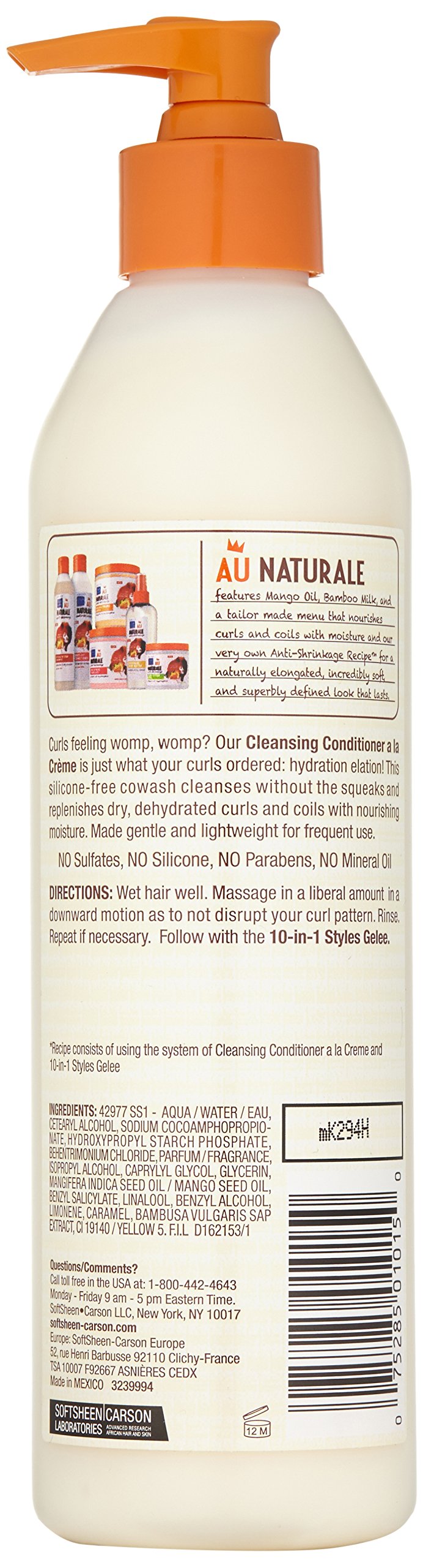 SoftSheen Dark and Lovely Au Natural cleansing conditioner cream texture provides moisture-rich conditioning.