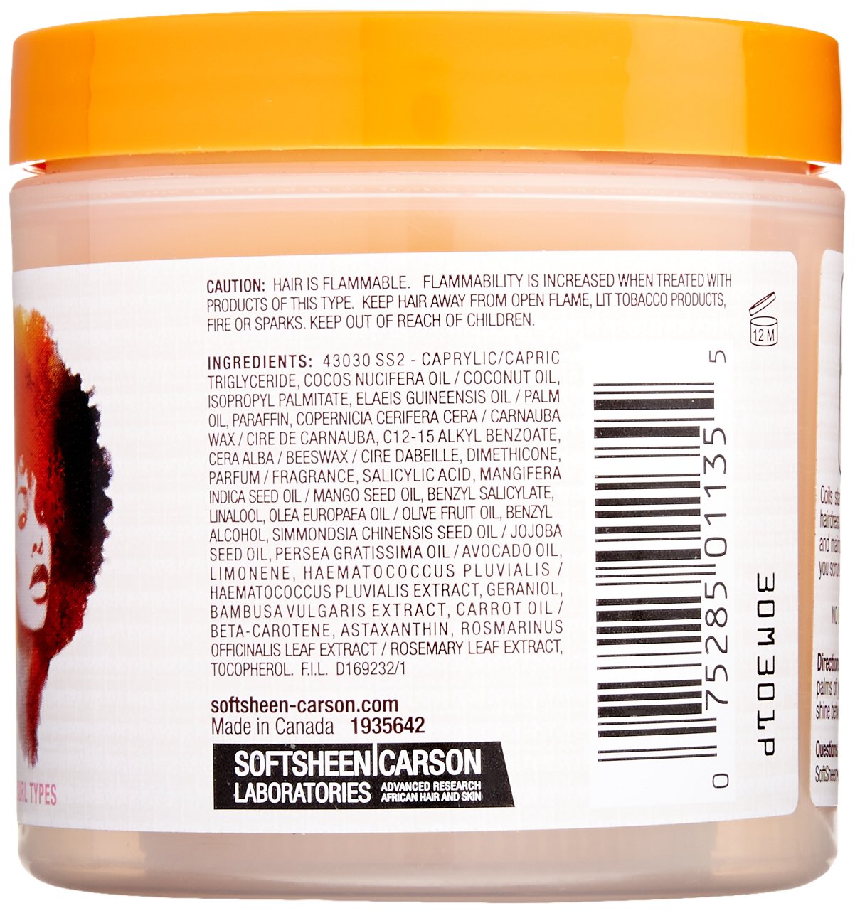 SoftSheen Au Naturale pomade hair swatch shows smooth, elongated strands.