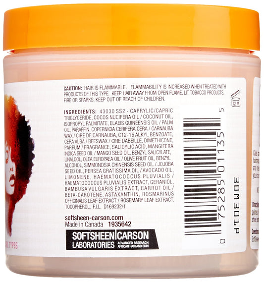 SoftSheen Au Naturale pomade hair swatch shows smooth, elongated strands.