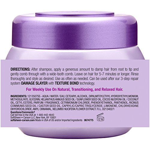 SoftSheen Dark and Lovely Damage Slayer mask in use delivering steam hydration